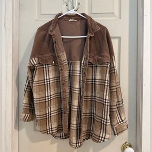 Brown Plaid Altar’d State Button Up